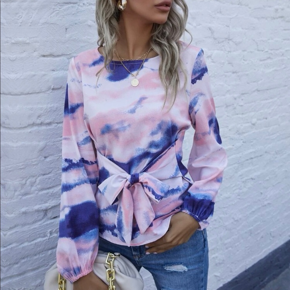 Tie dye long sleeve blouse